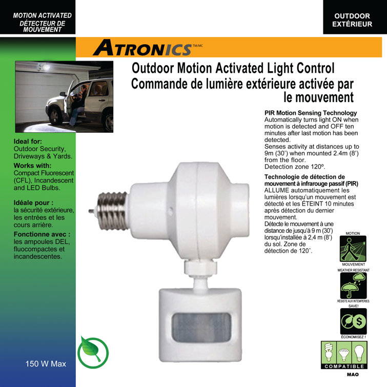 Atron Outdoor Motion Activated Light Control Wayfair Canada